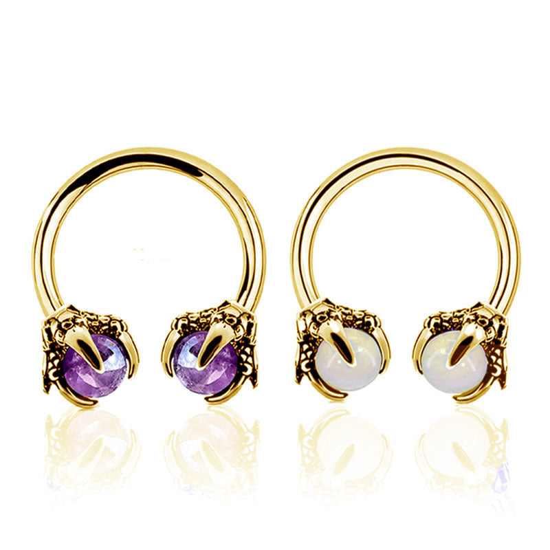 Dragon Claw Nose Ring Ornament Horseshoe Zircon Piercing Jewelry Ornament