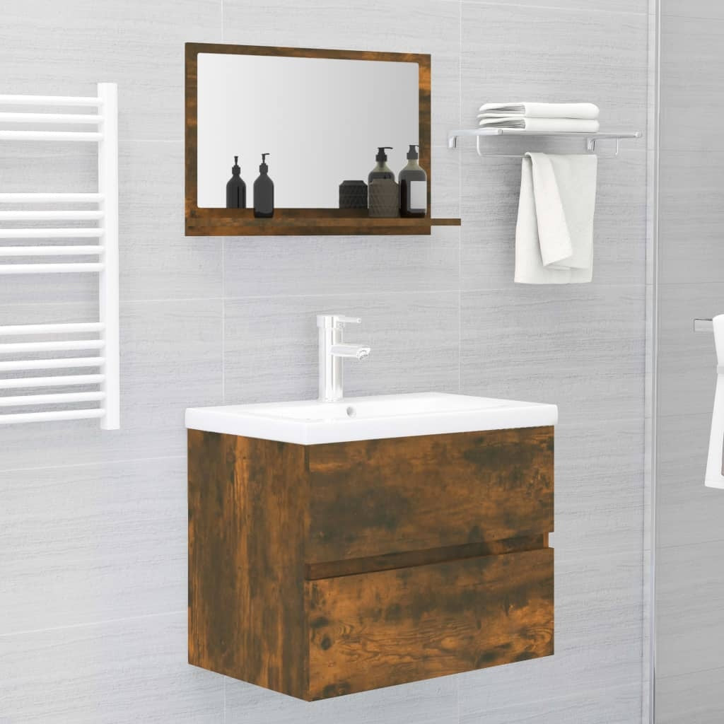 vidaXL Bathroom Mirror Smoked Oak 60x10.5x37 cm Engineered Wood