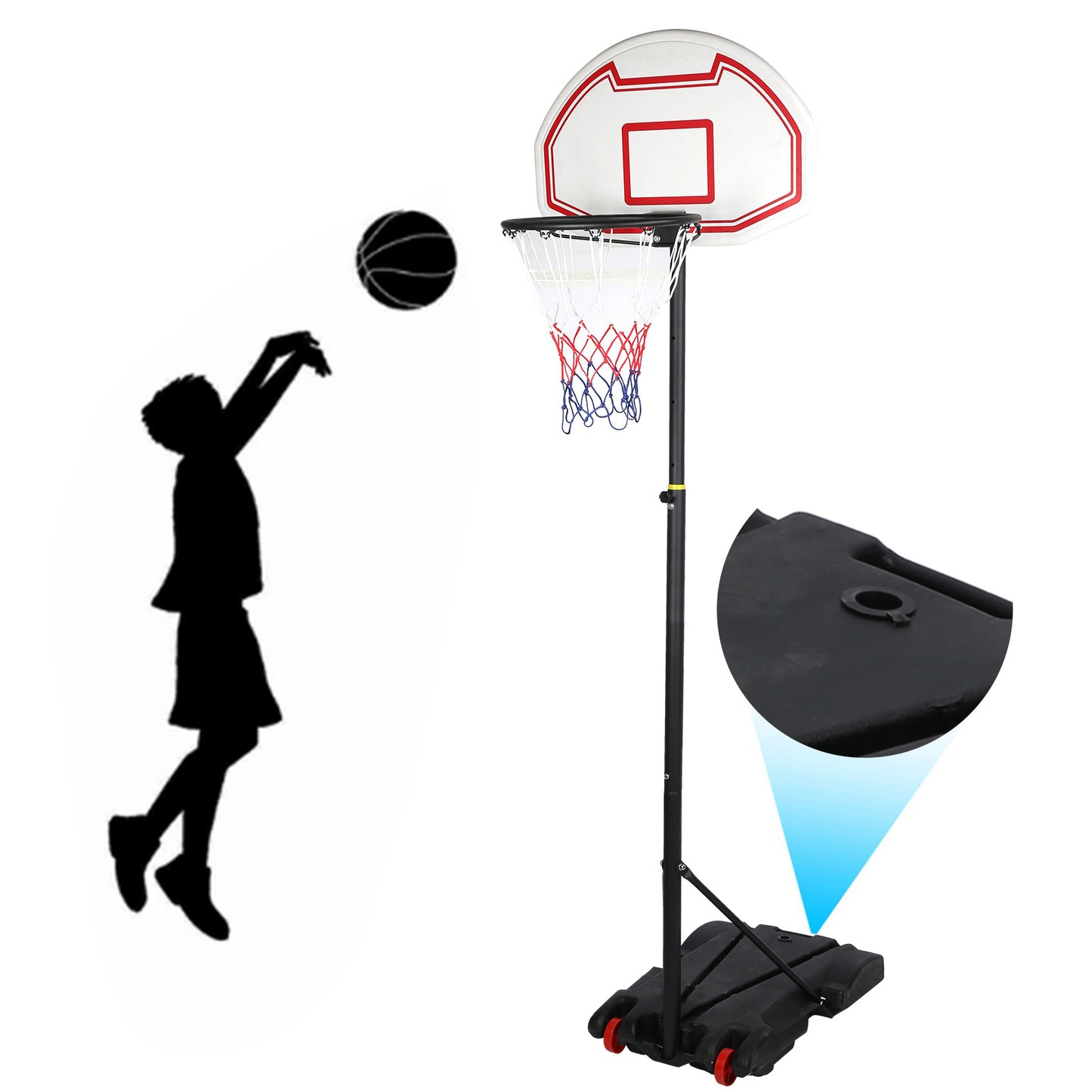 Portable Removeable Basketball Hoop Height Adjustable Stand for Indoor Outdoor Activities