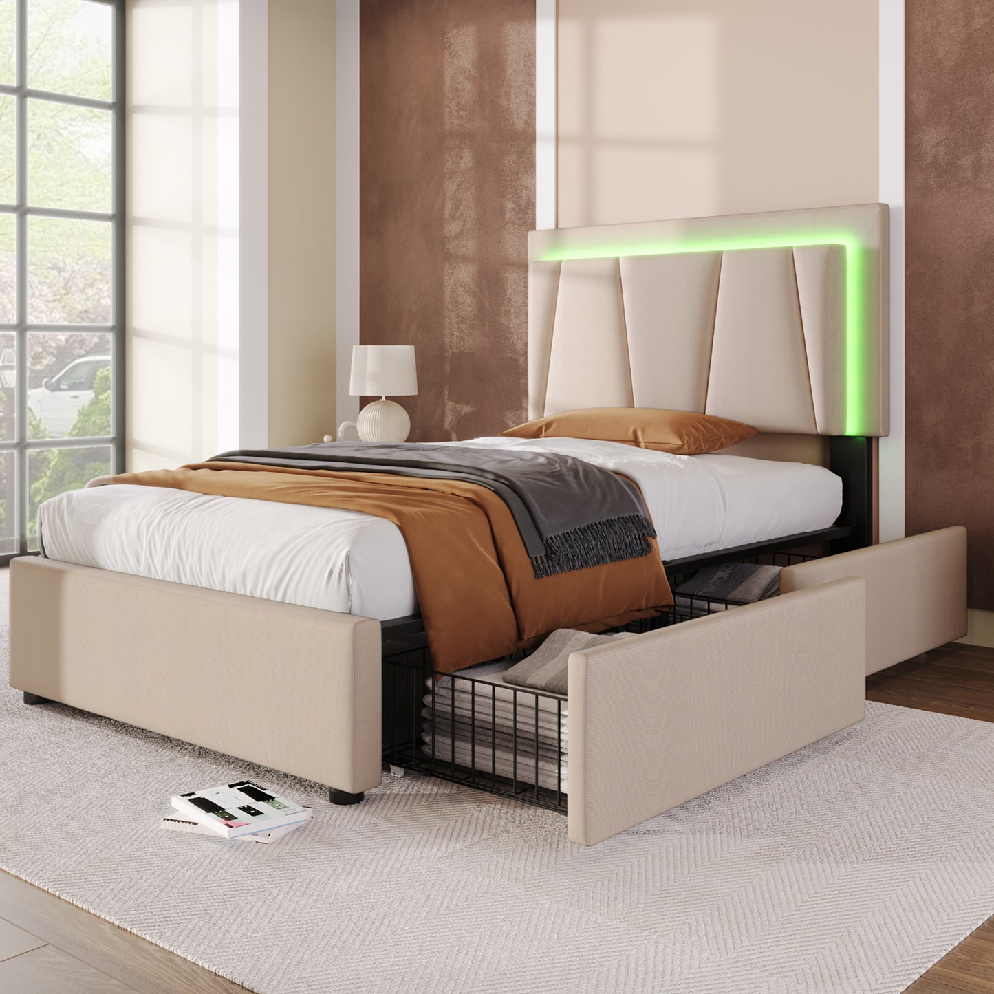Wooden Storage Bed Bed Frame Size 90cmx200cm