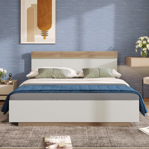 Floating Bed With Headboard In Timber Slatted Frame Size 160cmx200cm