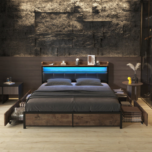 PU Wood With Slatted Frame And Headboard