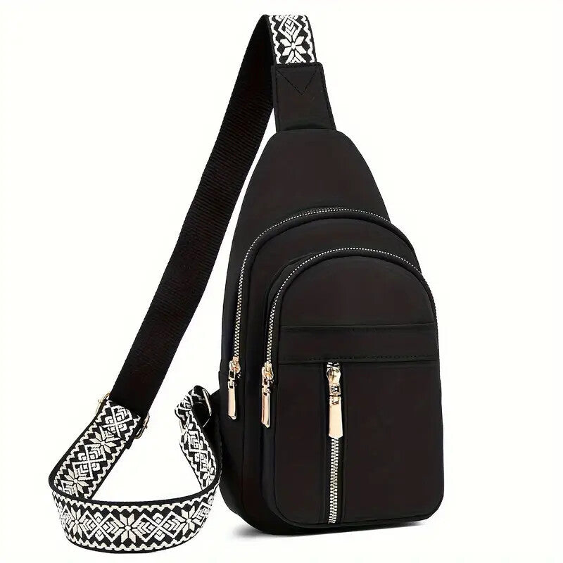 Vintage Style Women's Chest Bag, Non-Waterproof Zippered Shoulder Messenger Bag For Commuting, Crossbody Bag