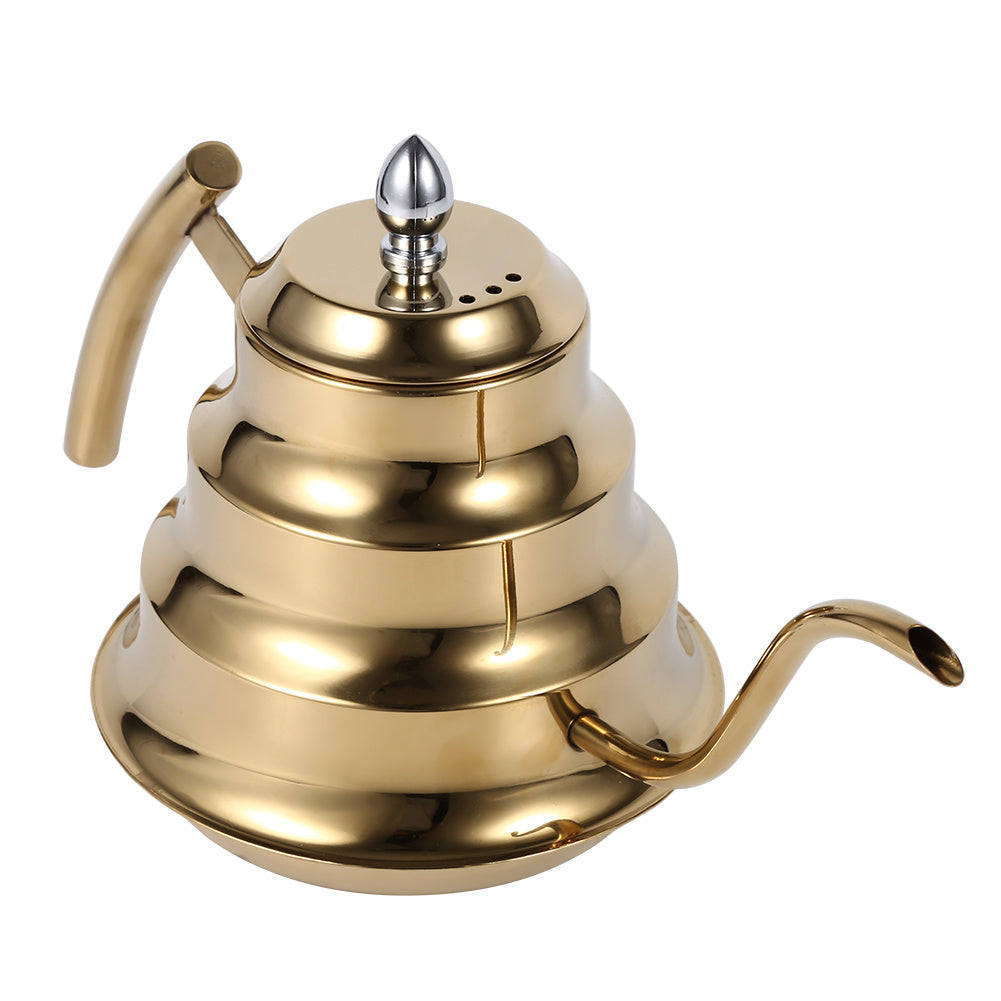 Bamboo Joint Design Stainless Steel Gooseneck Coffee Kettle Drip Pot Maker Infusion (Gold)