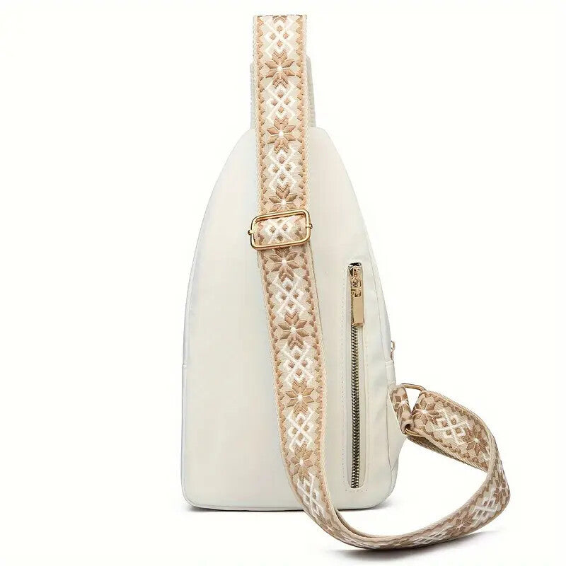 Vintage Style Women's Chest Bag, Non-Waterproof Zippered Shoulder Messenger Bag For Commuting, Crossbody Bag