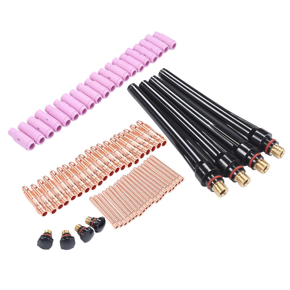 68Pcs TIG Welding Torch Kit Gas Lens Back Cover Weld Nozzle Accessories WP‑17/18/26