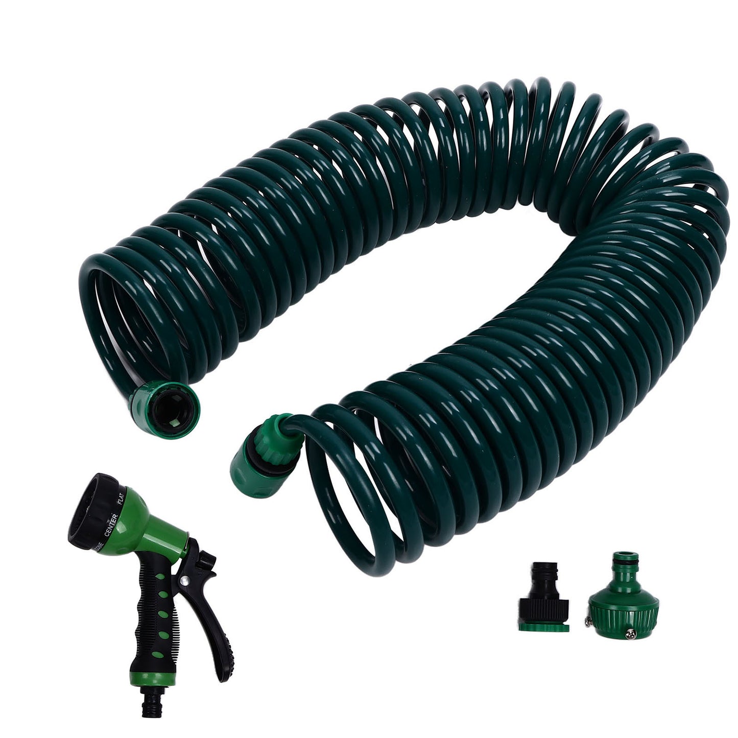 Coil Garden Water Hose 15m/49.2ft EVA 7 Modes Garden Telescopic Spring Tube for Watering Plants Gardens Lawns