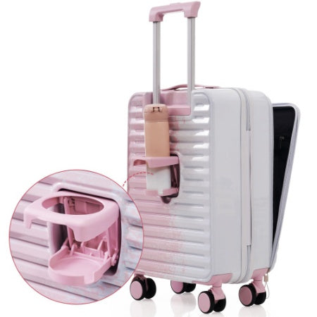 Luggage 3Piece Sets, 20 24 With Front Pocket,Hard Shell Luggage Carry On Luggage Set With TSA Lock Usb Interface, Universal Wheel,cup Holder