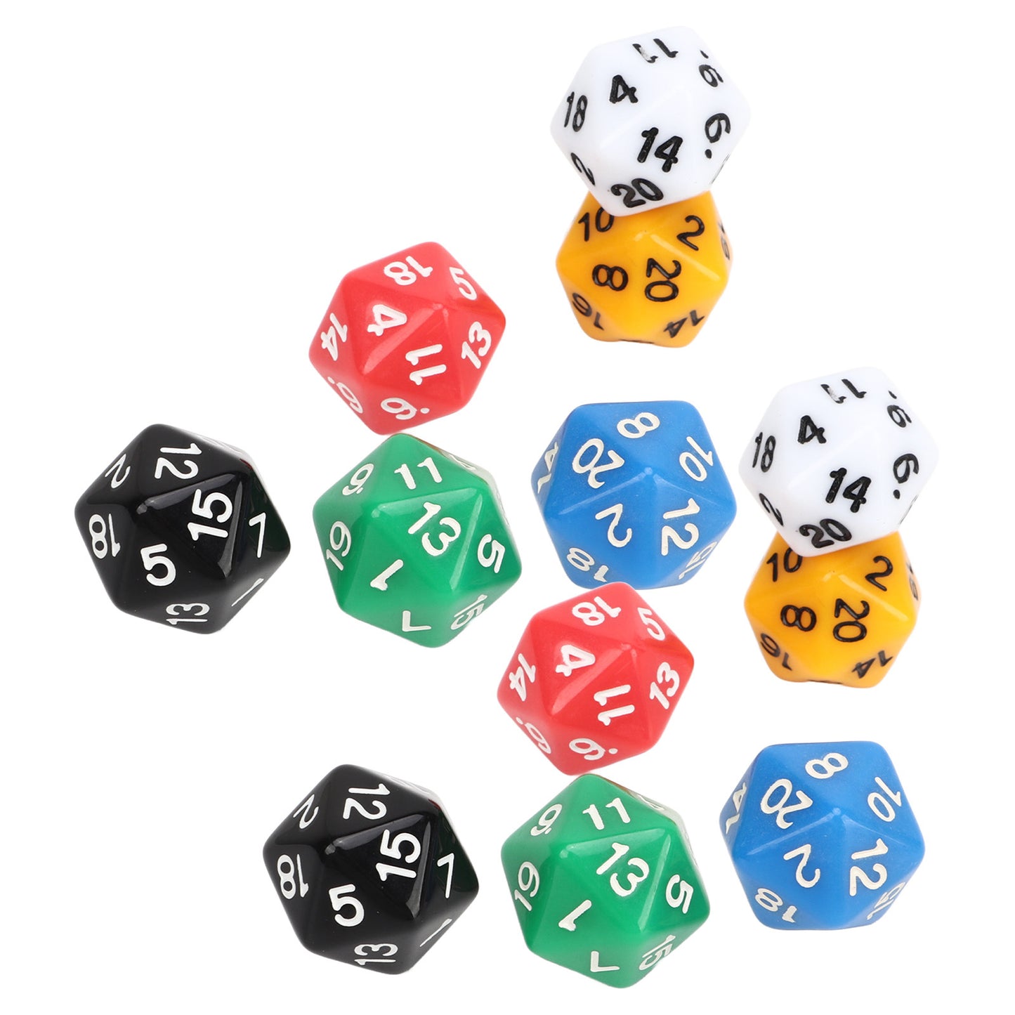 12Pcs Dice Set 6 Colors 20 Sided Plastic Teaching Dice Set for Board Games Education