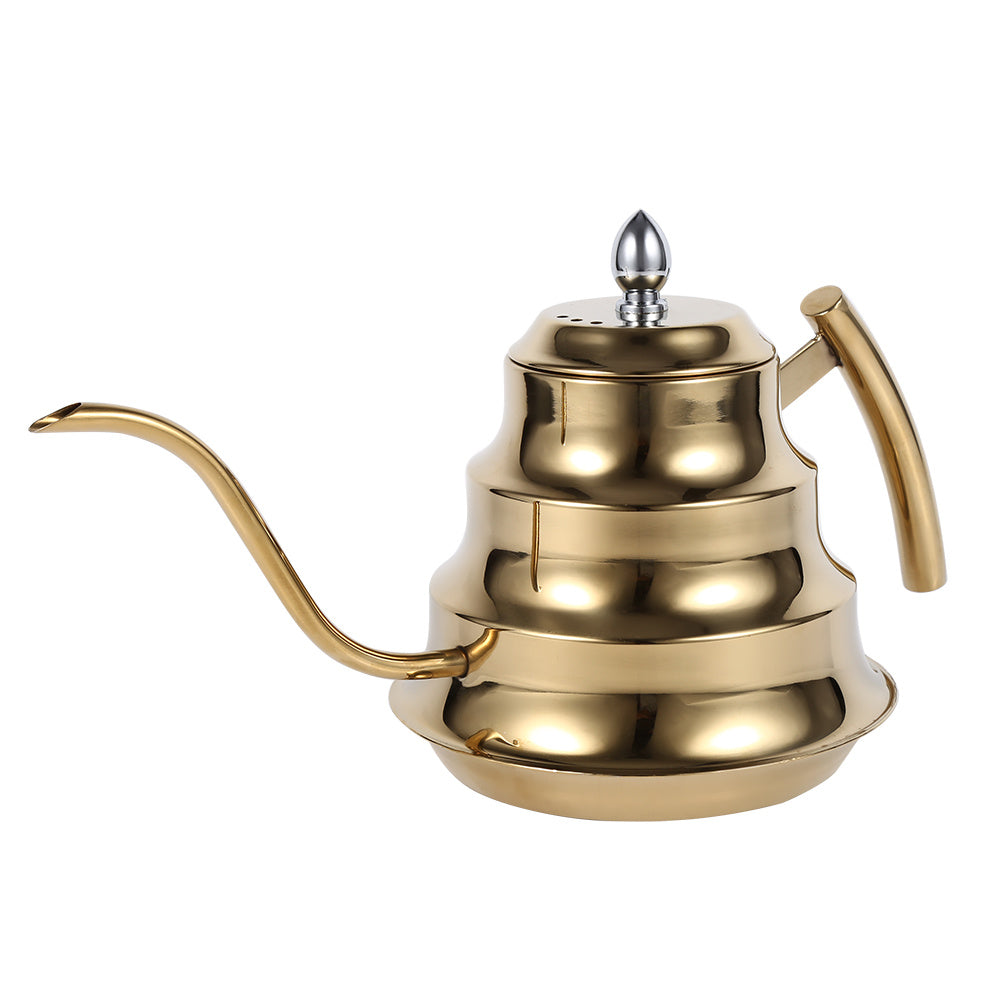 Bamboo Joint Design Stainless Steel Gooseneck Coffee Kettle Drip Pot Maker Infusion (Gold)
