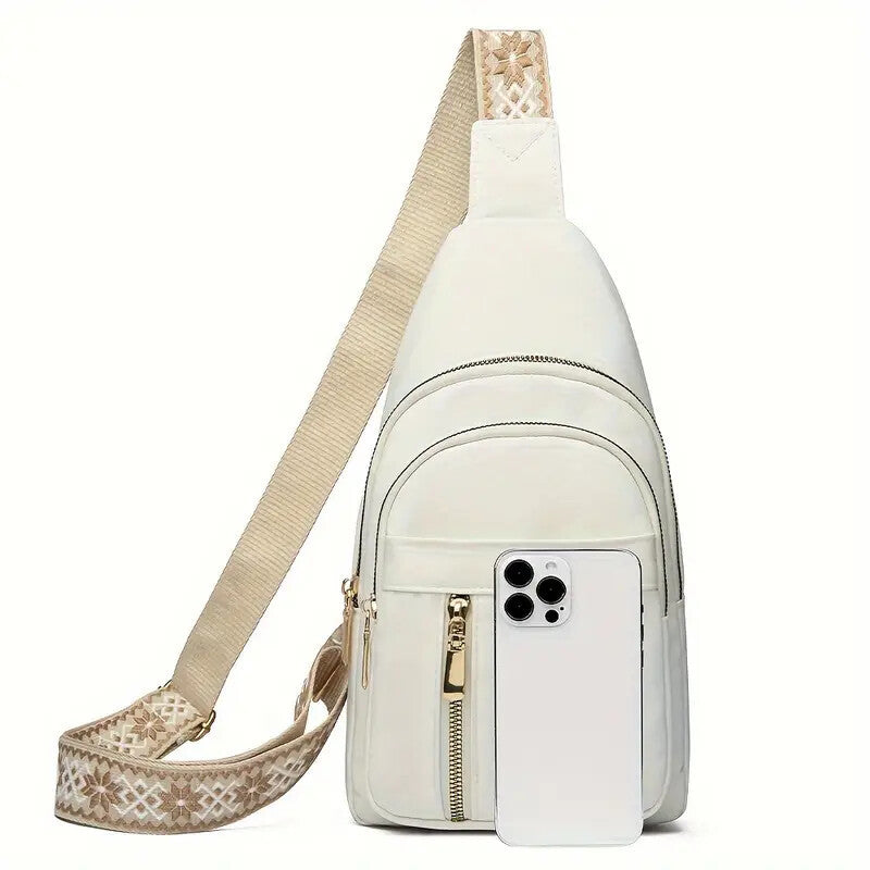 Vintage Style Women's Chest Bag, Non-Waterproof Zippered Shoulder Messenger Bag For Commuting, Crossbody Bag