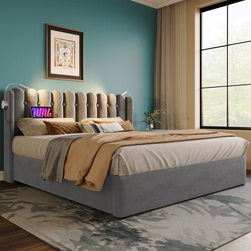 Linen Storage Space Bed Frame With Mattress Size 160cmx200cm