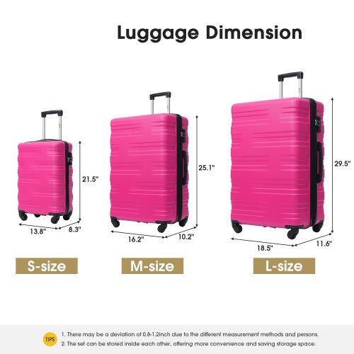 Hardshell Luggage Sets 3 Pcs Spinner Suitcase With TSA Lock Lightweight 20x24x28