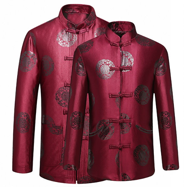 Winter middle-aged and elderly Tang suit men''s birthday party birthday dress thickened coat Zhongshan suit couple wedding grandpa suit