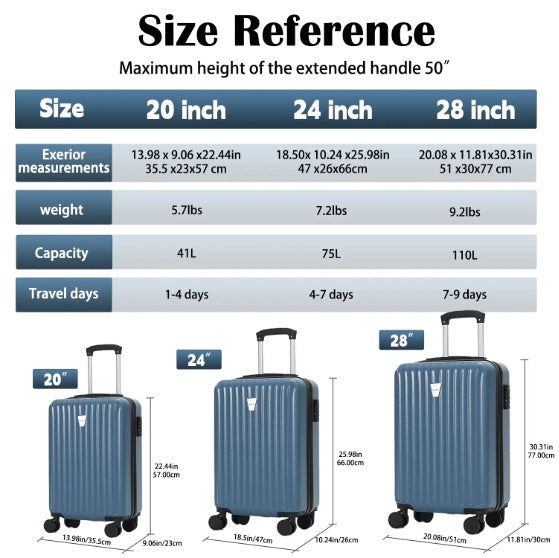 3-Piece Hardshell Suitcase Set, Professional & Family Luggage With TSA Lock & Double Spinner Wheels, Large Capacity Lightweight Expandable Cases For Business Vacation