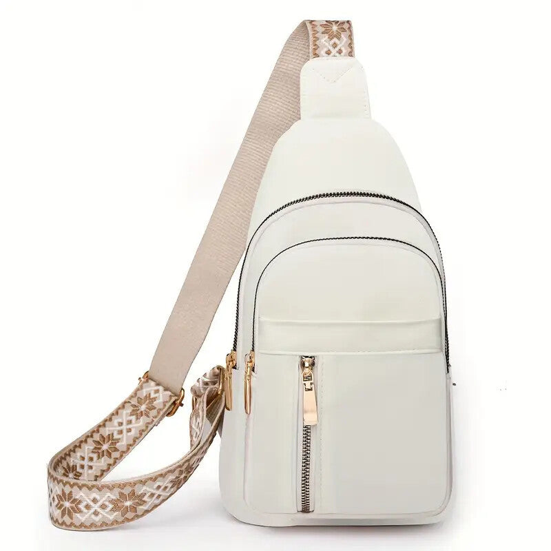 Vintage Style Women's Chest Bag, Non-Waterproof Zippered Shoulder Messenger Bag For Commuting, Crossbody Bag
