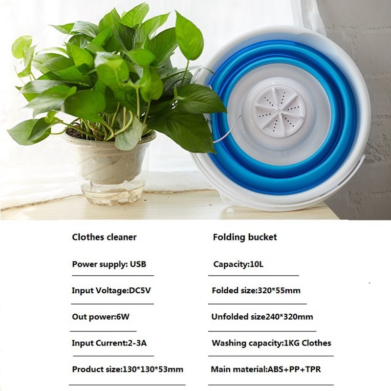 Folding bucket turbine washing machine
