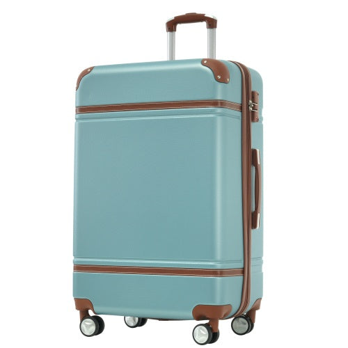 Hardshell Luggage Sets With Bags Lightweight Suitcase Double Spinner Wheels With TSA Lock ,Single Vintage Luggage 24 IN,Green