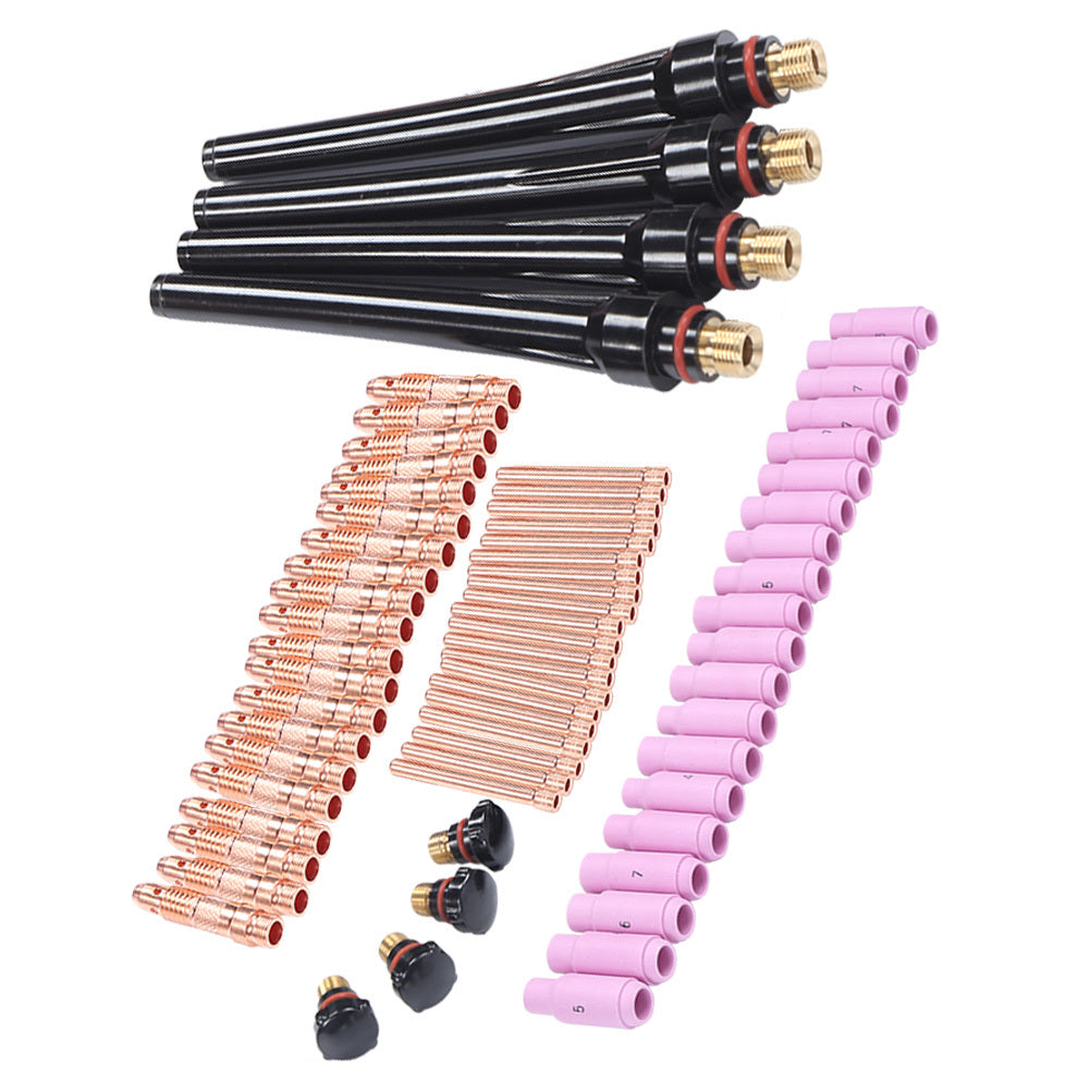 68Pcs TIG Welding Torch Kit Gas Lens Back Cover Weld Nozzle Accessories WP‑17/18/26