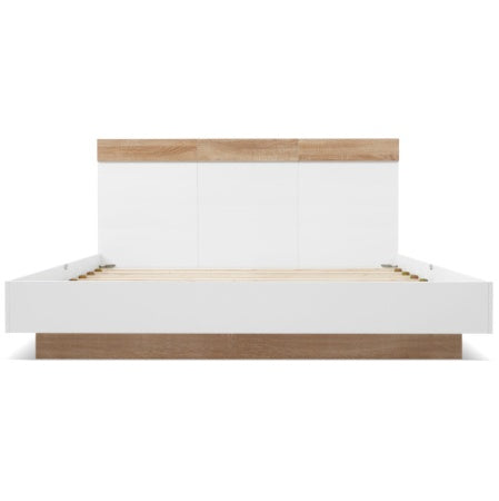 Floating Bed With Headboard In Timber Slatted Frame Size 160cmx200cm