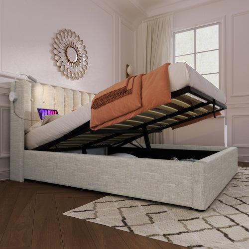 Linen Storage Space Bed Frame With Mattress Size 160cmx200cm