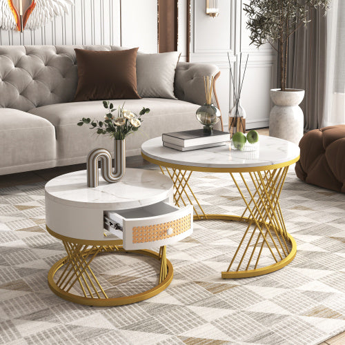 Fibreboard Metal Round Coffee Table