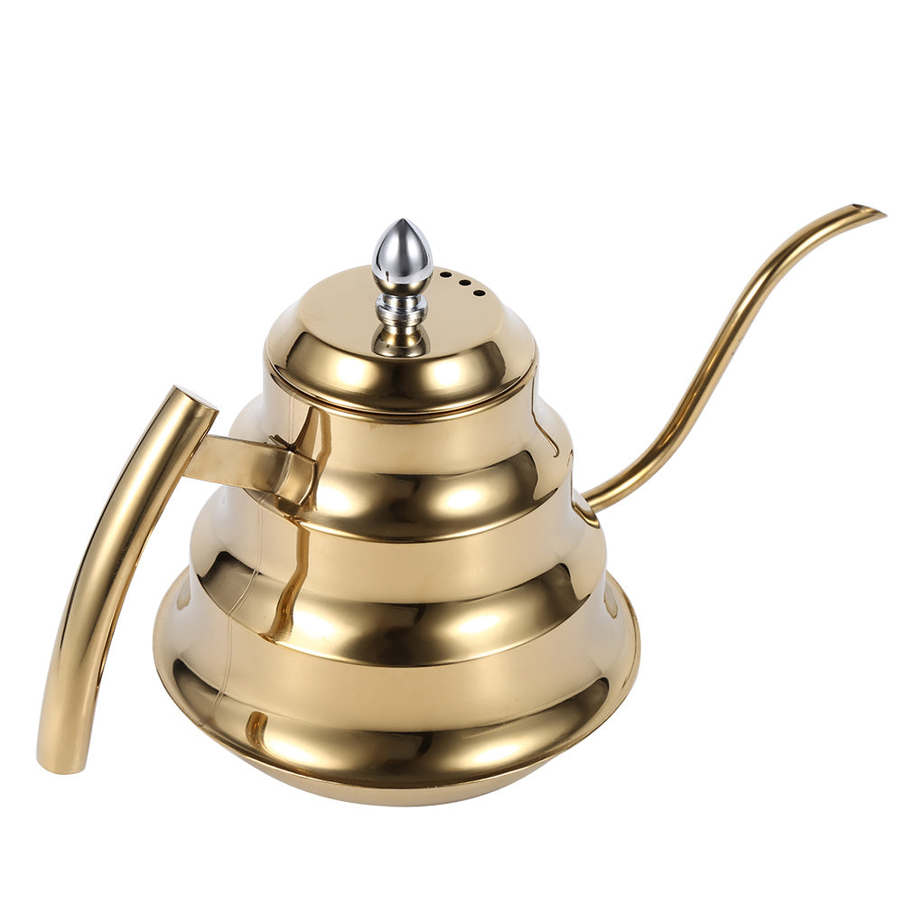 Bamboo Joint Design Stainless Steel Gooseneck Coffee Kettle Drip Pot Maker Infusion (Gold)