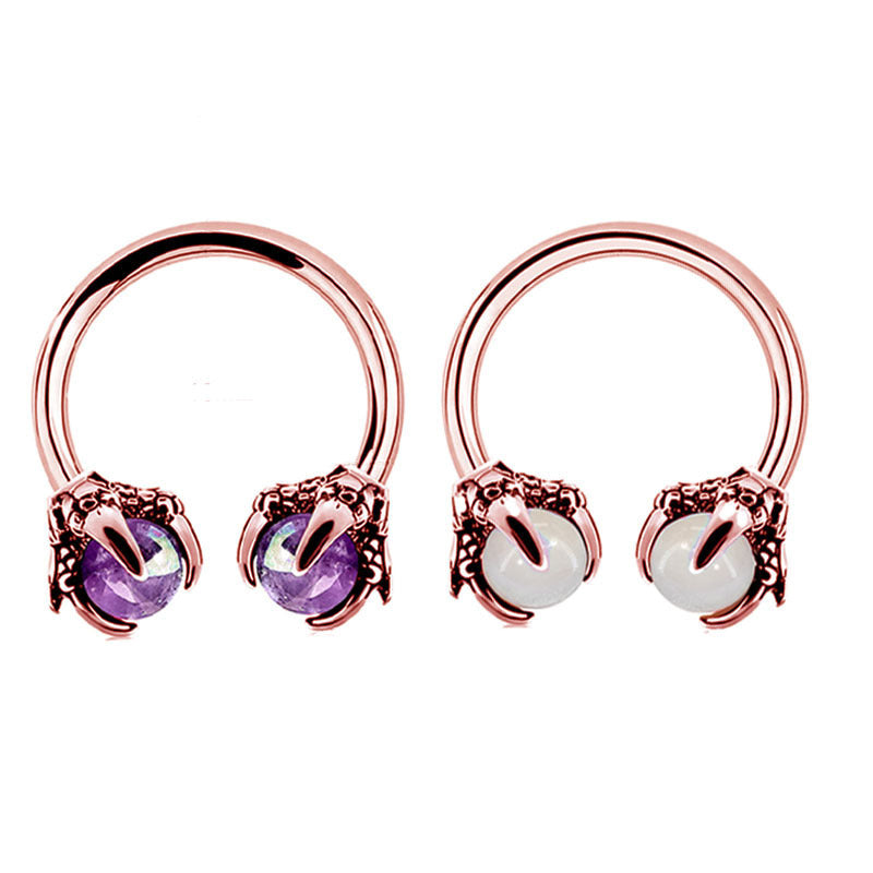 Dragon Claw Nose Ring Ornament Horseshoe Zircon Piercing Jewelry Ornament