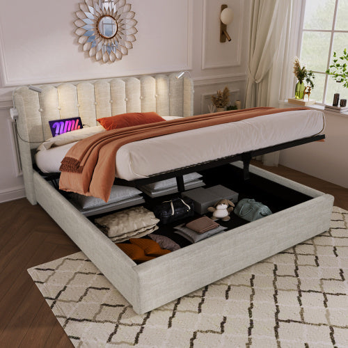 Linen Storage Space Bed Frame With Mattress Size 160cmx200cm
