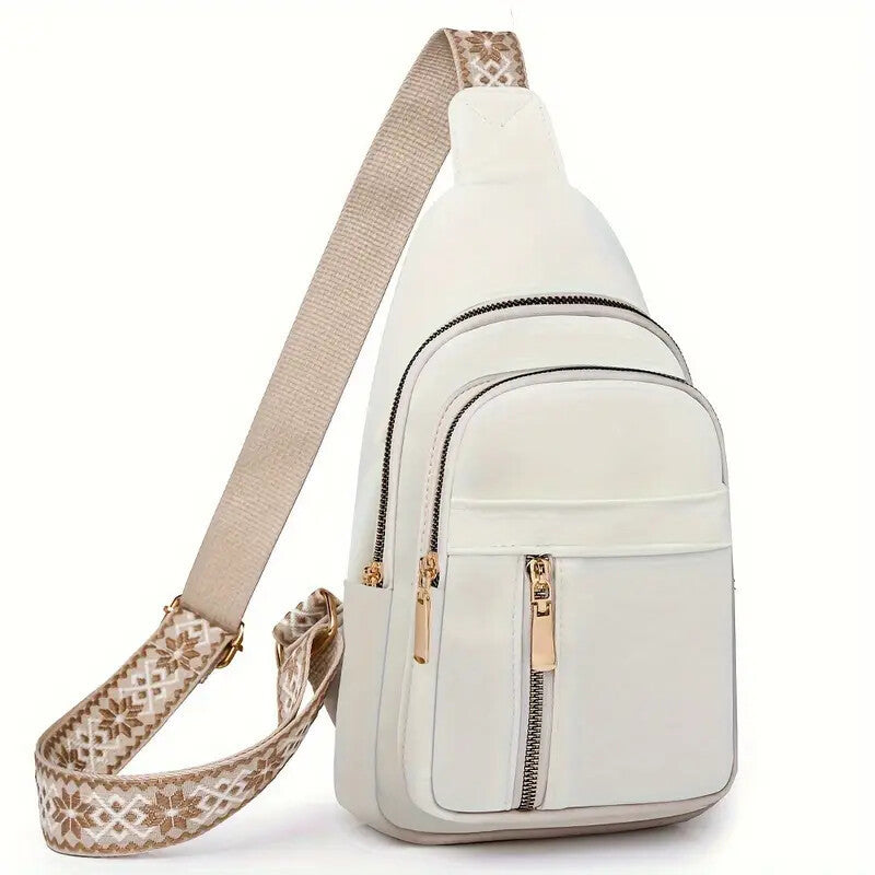 Vintage Style Women's Chest Bag, Non-Waterproof Zippered Shoulder Messenger Bag For Commuting, Crossbody Bag