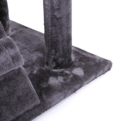 Cat Tree Cat Tower With Catching Ball, Plush Mat, Ladder And Indoor Cat Apartment, Gray