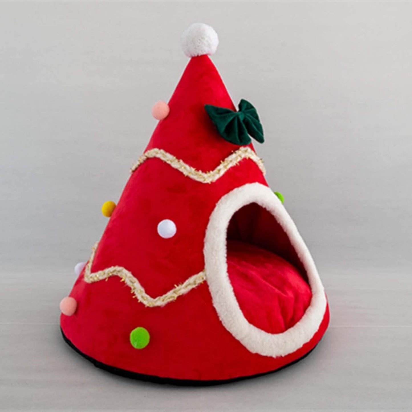 Christmas Tree Dog House Cozy Pet Cave Dog Sleeping Bed Pet Dog Tent With Removable Cushion Dog Bed For Dogs Cats