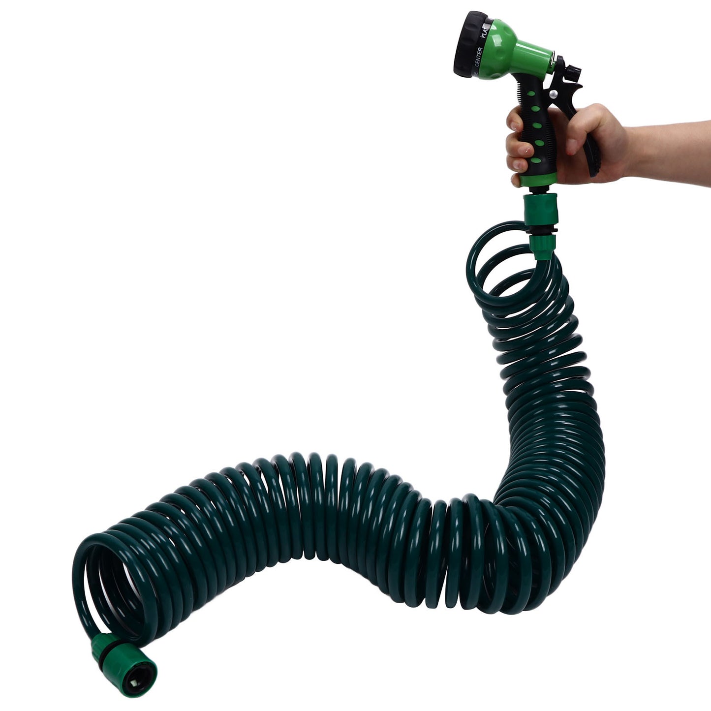 Coil Garden Water Hose 15m/49.2ft EVA 7 Modes Garden Telescopic Spring Tube for Watering Plants Gardens Lawns