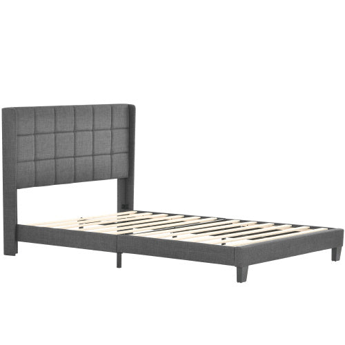 Linen Bed Frame Mit Federkernmatratze Size140 X 200cm