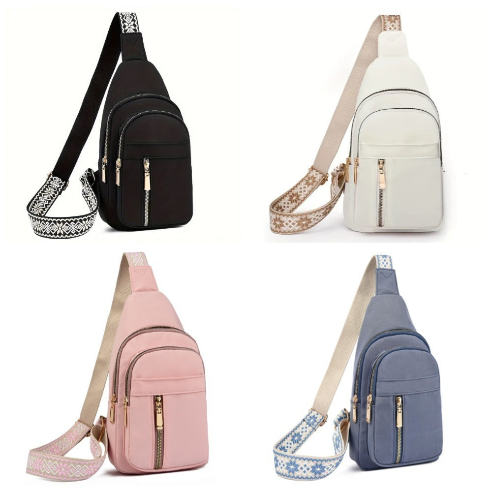 Vintage Style Women's Chest Bag, Non-Waterproof Zippered Shoulder Messenger Bag For Commuting, Crossbody Bag