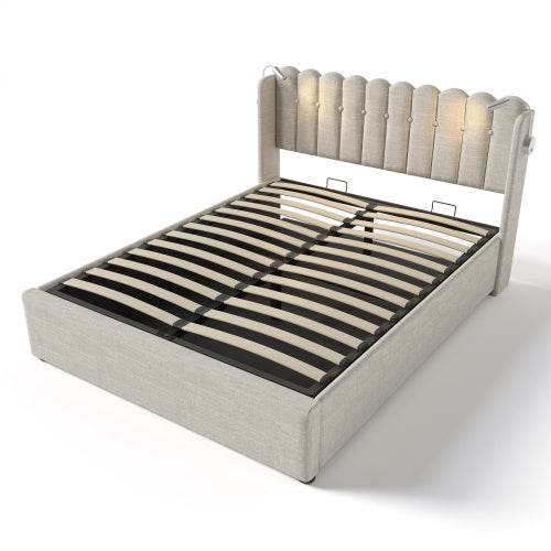 Linen Storage Space Bed Frame With Mattress Size 160cmx200cm