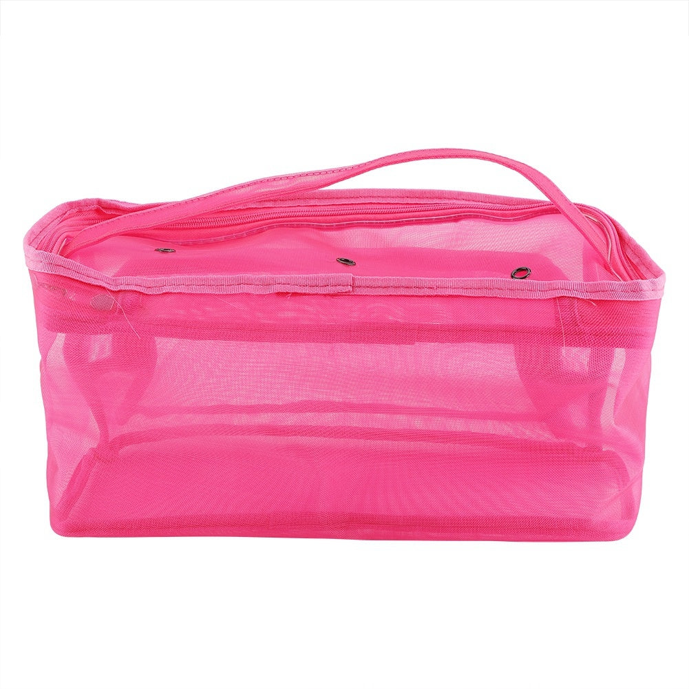3 Holes Storage Bags Crochet Wool Small Accessories Convenient Container for Home use(Rose red)