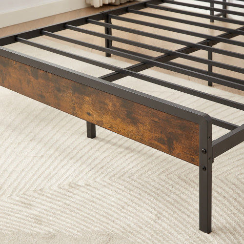 Bed Frame With Charging Station Full Size, Rustic Brown