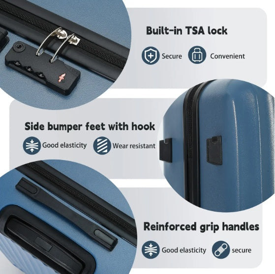 3-Piece Hardshell Suitcase Set, Professional & Family Luggage With TSA Lock & Double Spinner Wheels, Large Capacity Lightweight Expandable Cases For Business Vacation