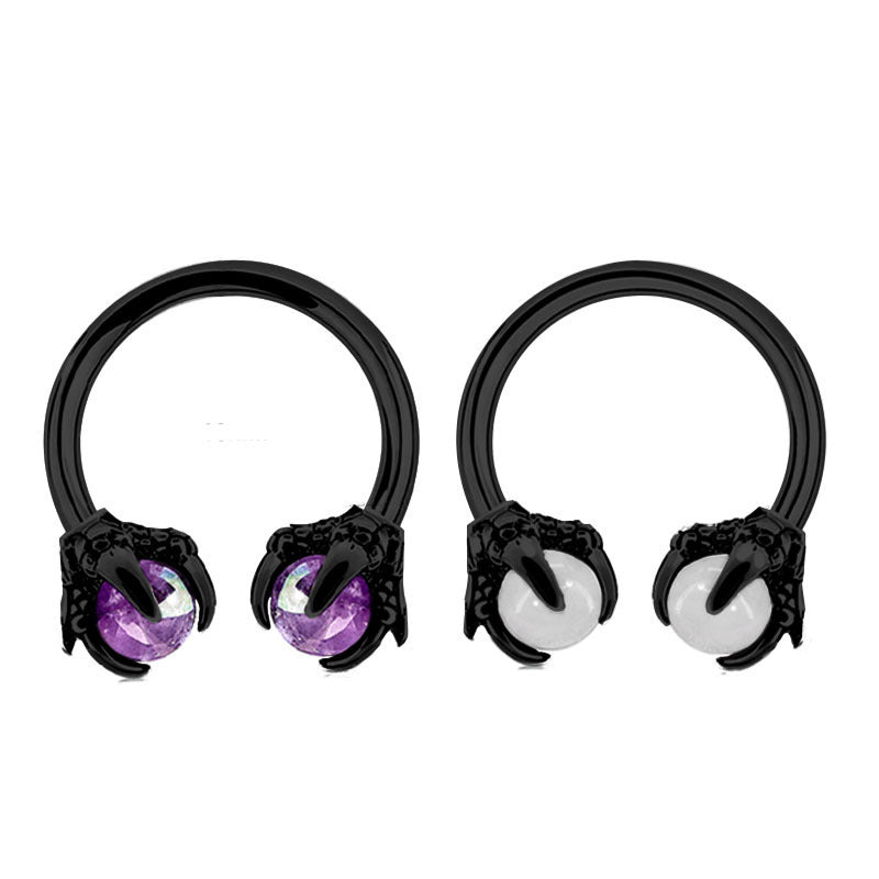 Dragon Claw Nose Ring Ornament Horseshoe Zircon Piercing Jewelry Ornament