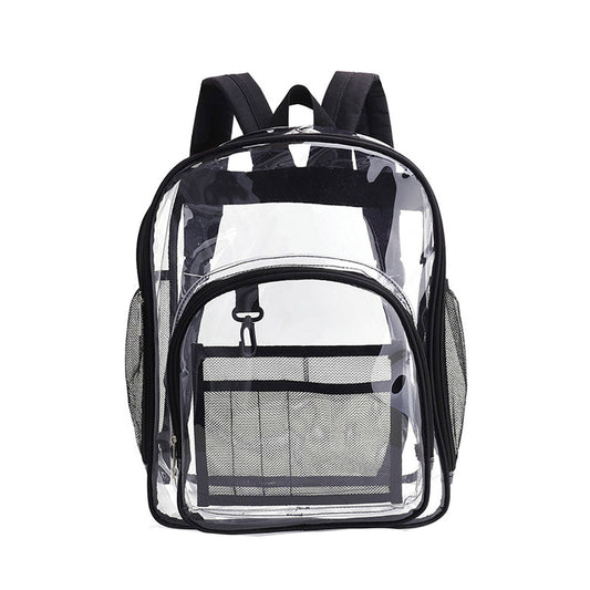 Laptop Backpack School Bags Black Transparent PVC Waterproof Large Capacity for School College Student 36x28x12cm