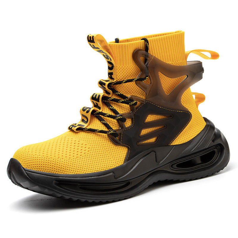 Flying Woven Breathable Protective Safety Shoes Large Size Mens Work Shoes