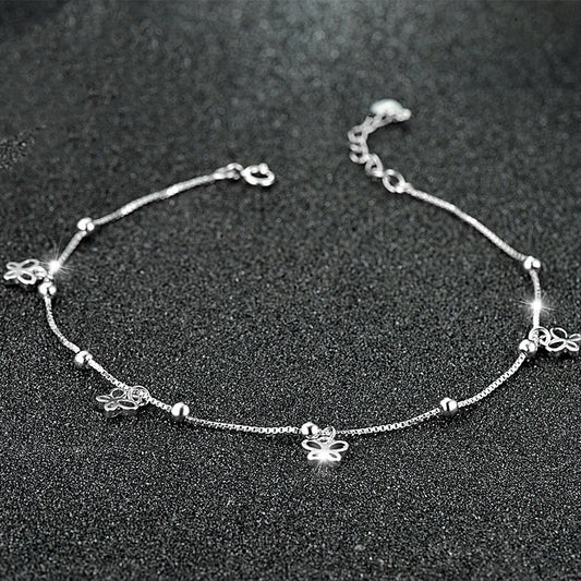 S925 Sterling Silver Ornament Butterfly Anklet Korean Style Foot Ornaments