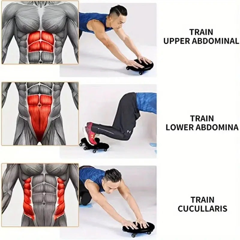 1pc Premium Core Strength Abdominal Roller - 4-Wheel Gliding Disc, Durable PVC, Ideal For Home Gym Fitness