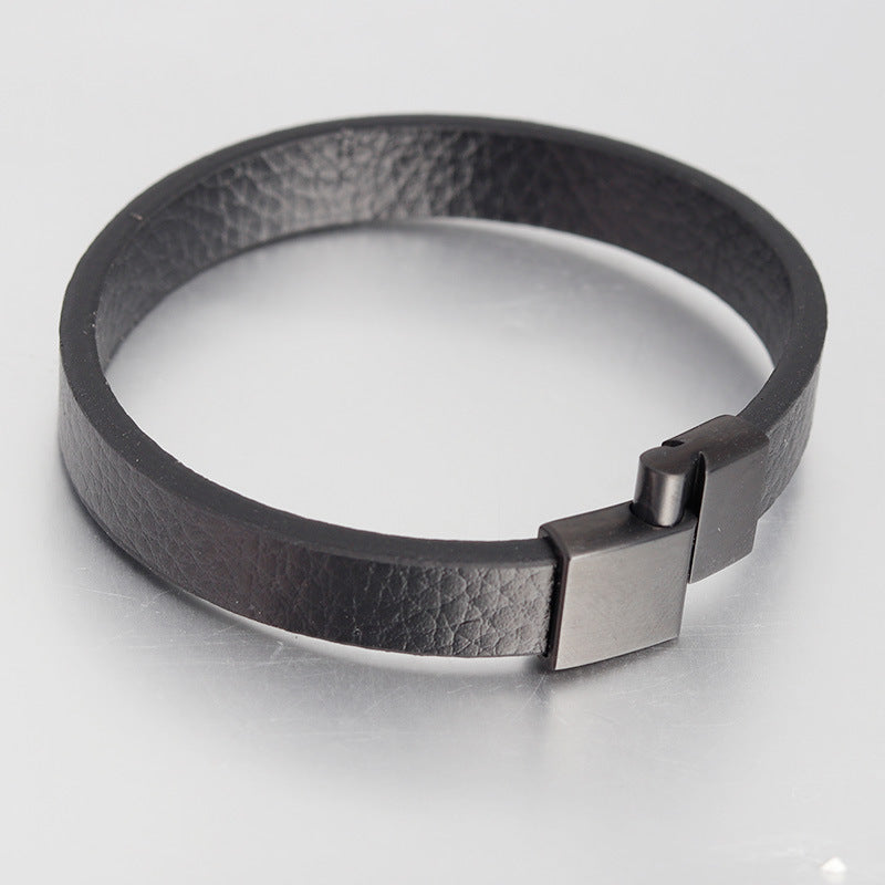 Leather Bracelet Leather Bracelet J Simple Bracelet Men'S Cowhide Jewelry