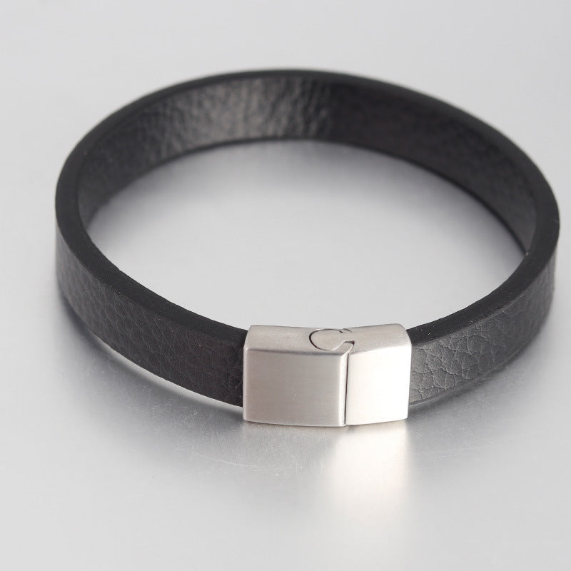 Leather Bracelet Leather Bracelet J Simple Bracelet Men'S Cowhide Jewelry