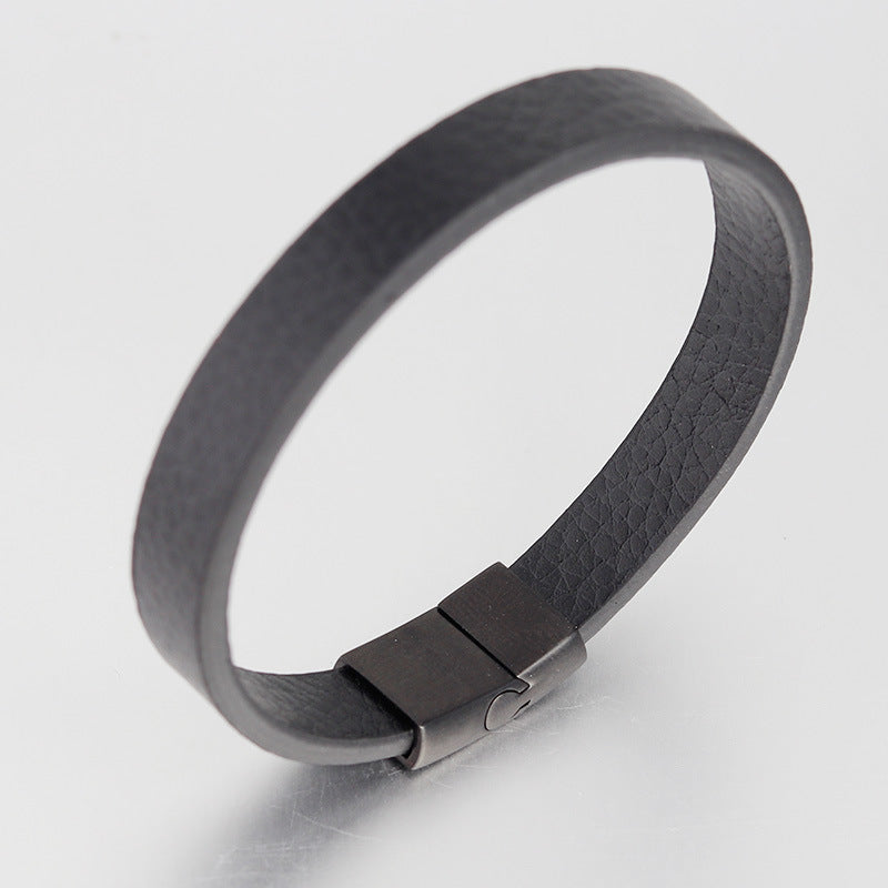 Leather Bracelet Leather Bracelet J Simple Bracelet Men'S Cowhide Jewelry