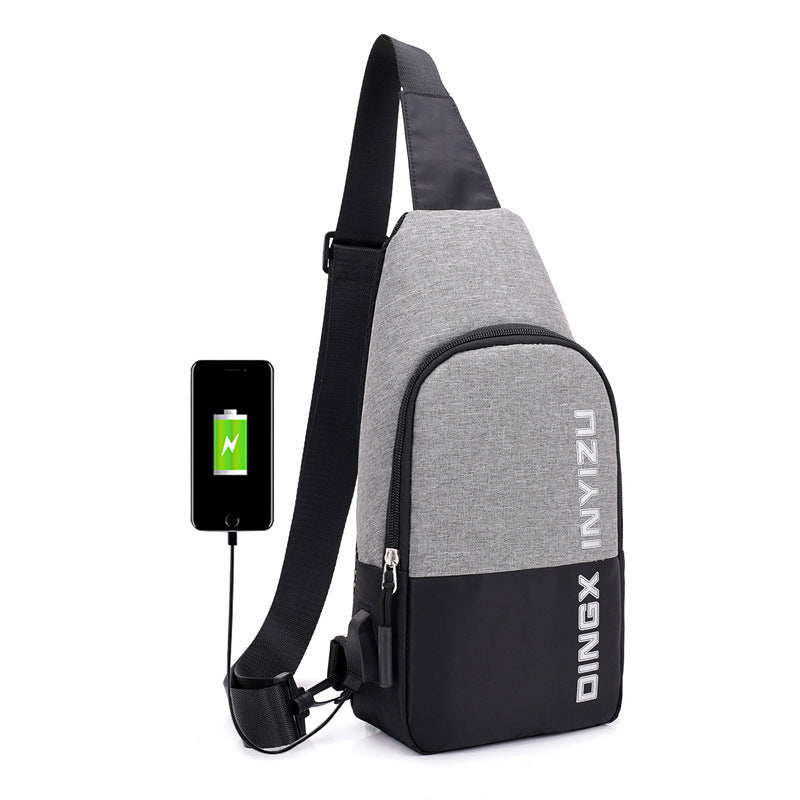 Contrast Stitching Mens Casual Sports Waterproof Chest Bag- Deep Blue