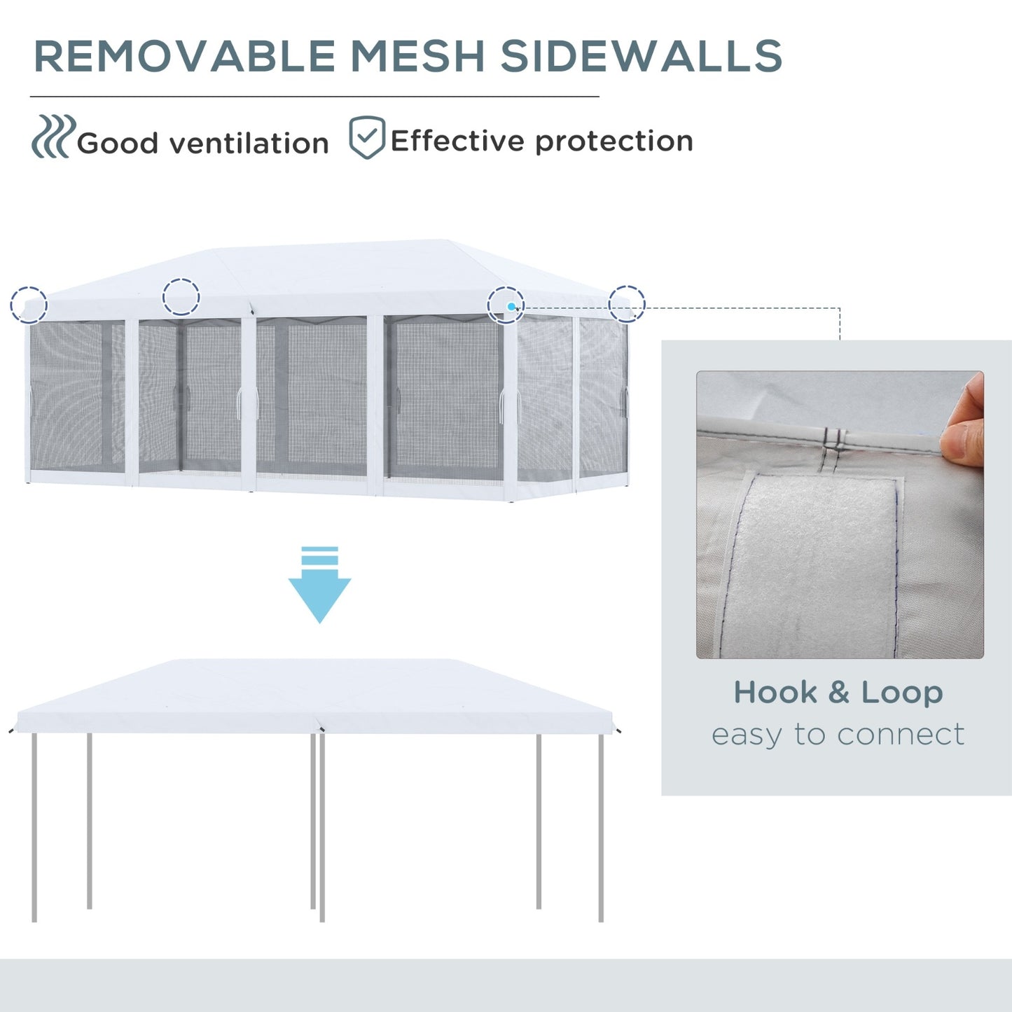 Outsunny 10' X 20' Pop Up Canopy Tent With Netting, Heavy Duty Instant Sun Shelter, Large Tents For