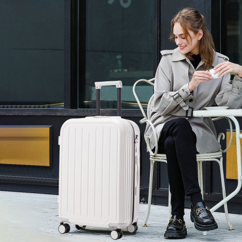 20  24   28in ABS  Spinner Wheel Luggage, Carry On Suitcase, With Cup Holder  USB Port